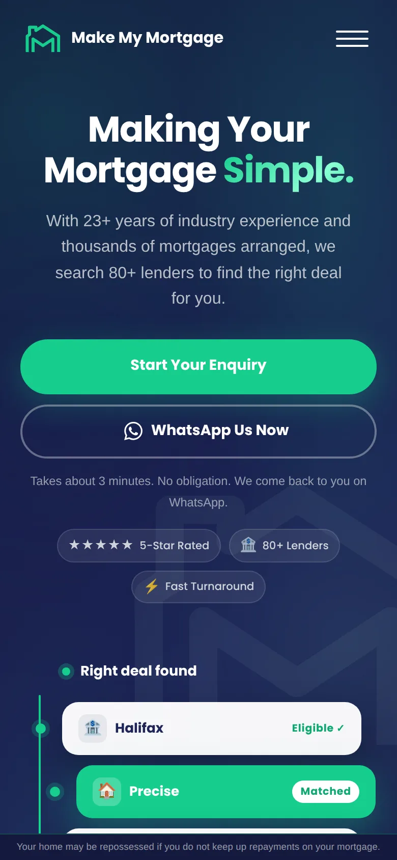 MakeMyMortgage on a phone